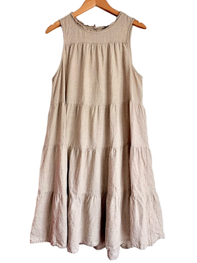 FALLS CREEK Linen blend Sleeveless Trapeze Tent dress Oatmeal Cream Size 1X